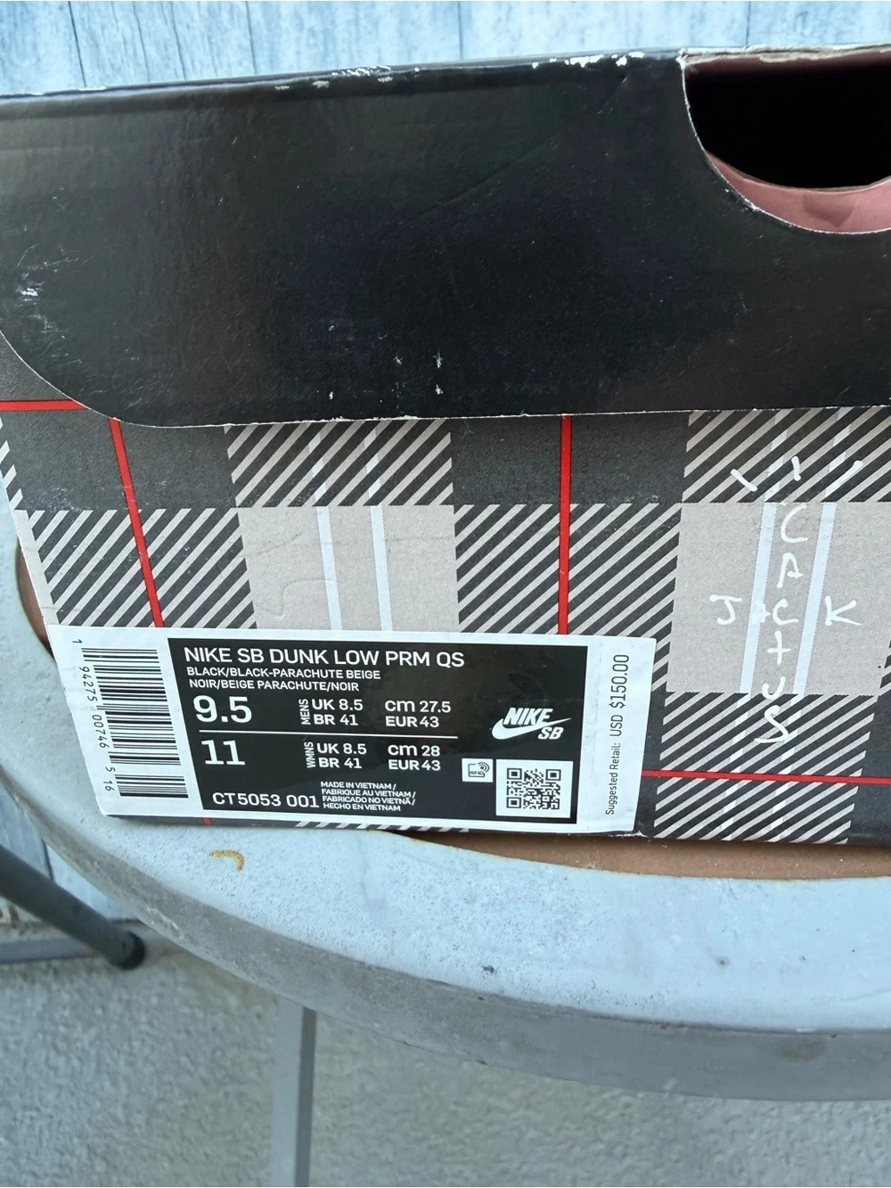 Empty Shoe Box Nike SB Dunk Low PRM QS Travis Scott Cactus Jack CT5053-001.